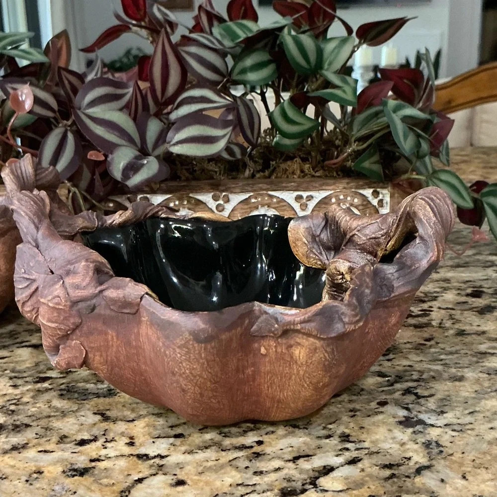 Vintage Terrafirma Ceramic leaf bowls (set of 2)